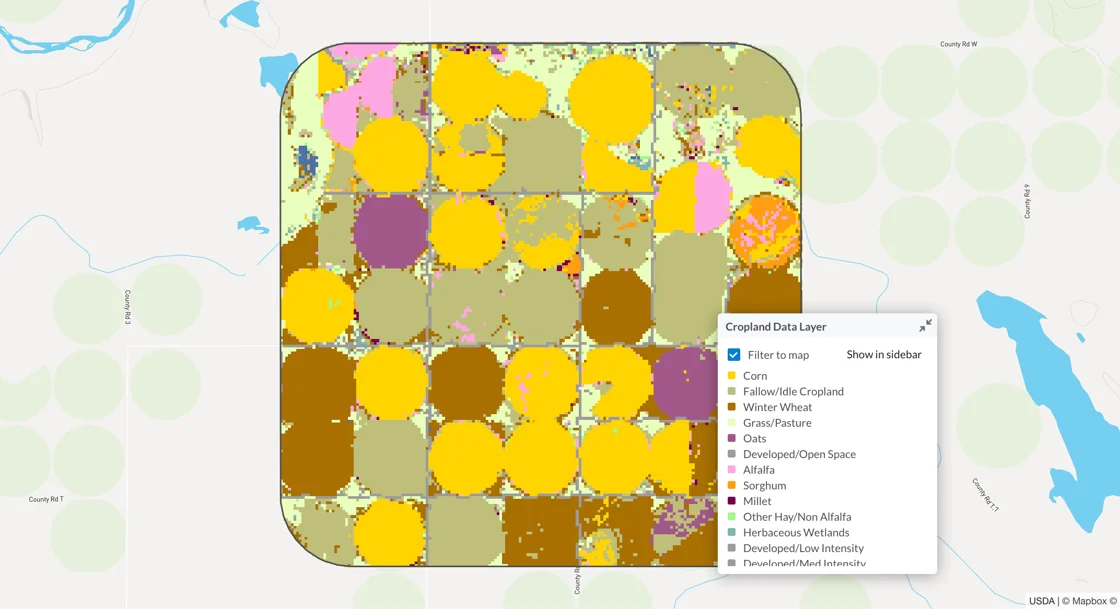 Cropland Data Layer imagery showing harvest trends at an agricultural site in Colorado