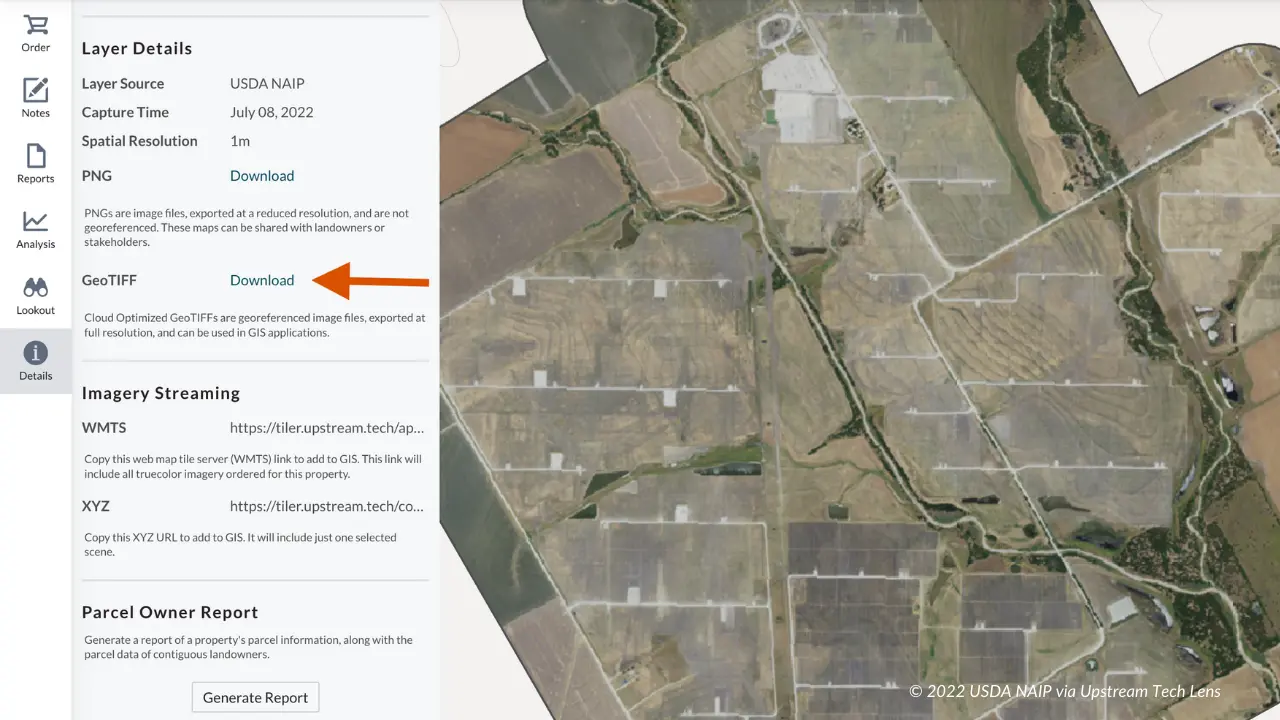Introducing GeoTIFF downloads for NAIP and Sentinel-2 imagery in Lens